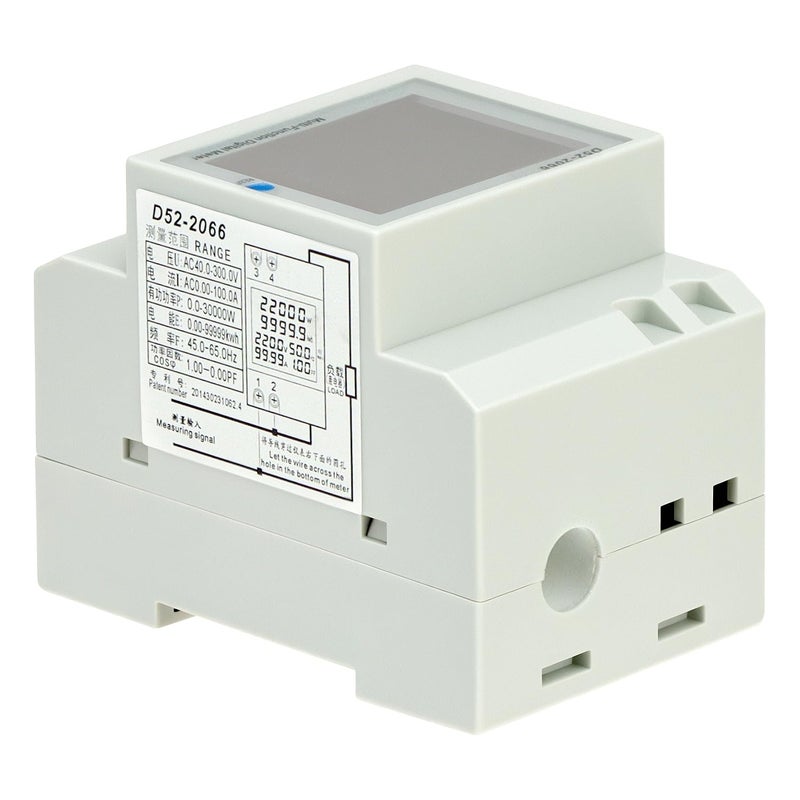 QWORK عداد طاقة أحادي الطور، AC 40-300V 100A لمراقبة استهلاك الكهرباء فولت ميتر لعامل القدرة والجهد والتيار KWh التردد - Image 3